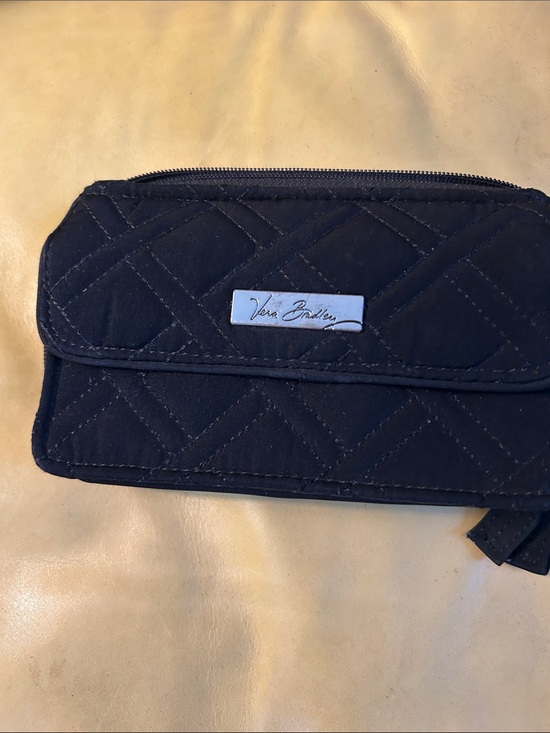Vera Bradley Accessories - Vera Bradley Black Quilted Zip Wallet with Metal Plaque